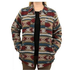 Mountain and Isles Women's Western Pattern Knit Jacquard Shirt Jacket